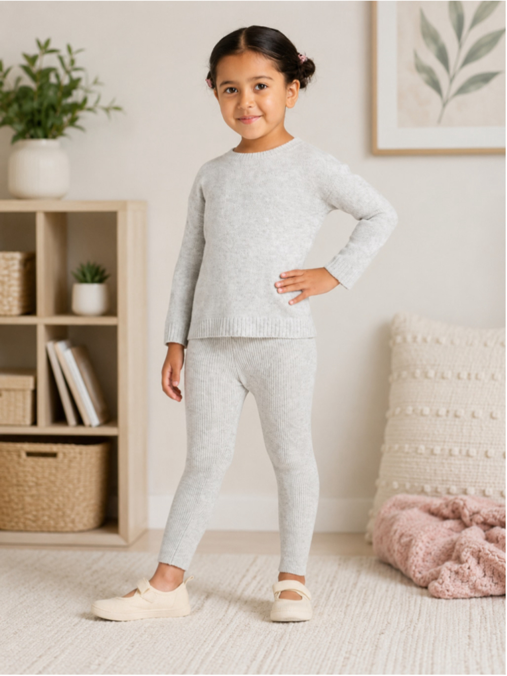 Cat & Jack Toddler Girls Heather Gray Sweater & Leggings Set – Size 4T